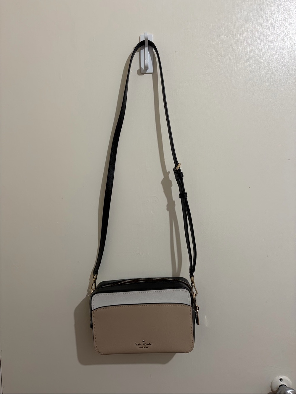 Kate Spade beige, white and black crossbody bag